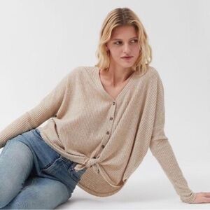 Women's Beige Button-Down Sweater